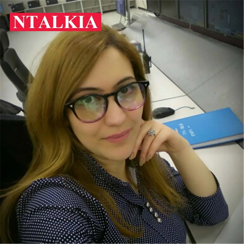 Новинка круглые черные фиолетовые пластиковые очки для женщин компьютерного