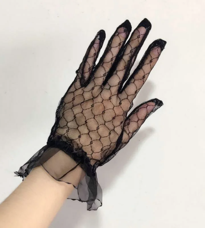 3 цвета. Женские прозрачные кружевные перчатки. Женские короткие сетчатые перчатки для вождения с защитой от солнца. Милые аксессуары для свадебной вечеринки