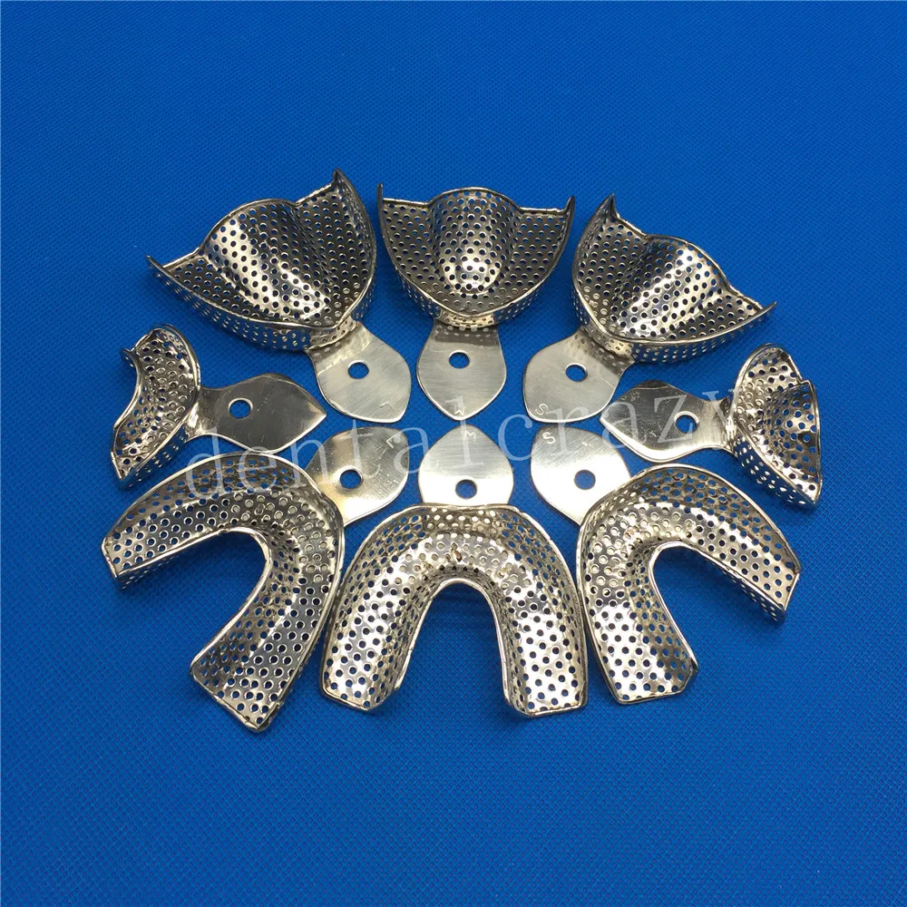 

Dental Trays Denture Instruments Stainless steel Impression Tray Dental Central Supply Materials Teeth Holder For Oral Tools New