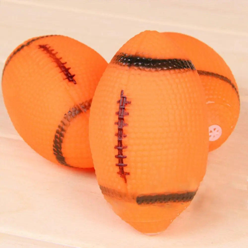Funny Creative Rubber Rugby Ball Shape Pet Squeaky Toy Pet Dog Chew Toy