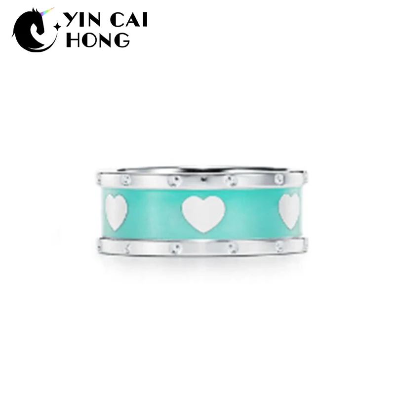 

YCH Charm Gift 925 Sterling Silver Blue Heart Ring Attractive Elegance Temperament World Jewelry TIFF