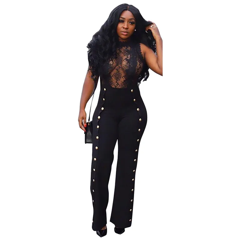women fashion lace patchwork sleeveless jumpsuit-6