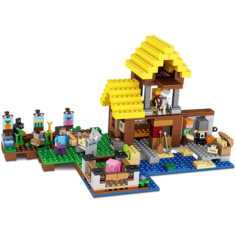 

My World Series The Farm Cottage Building Blocks Set Compatible Legoings Minecrafted 2-level waterside Farm Cottage Toys Gifts