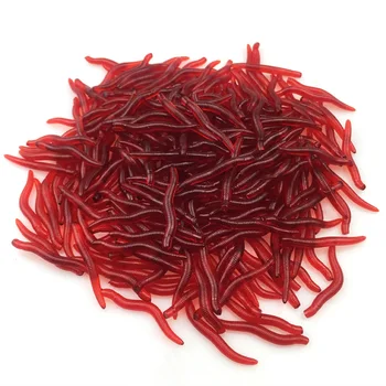 

250Pcs/Lot Earthworm Plastic Bait Lures Artificial Fishing Bionic Soft Lures Red Worms Bait Fishing Lure 118
