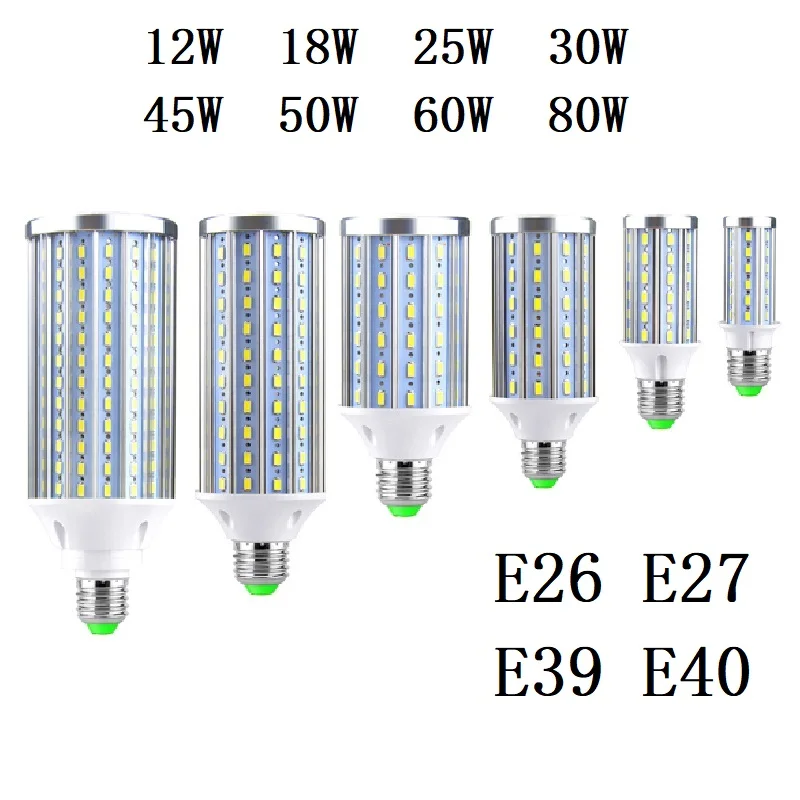 E27 E26 E39 E40 светодиодный светильник 12 Вт 18 25 30 45 50 60 80 5730 SMD Cree чип лампа переменного