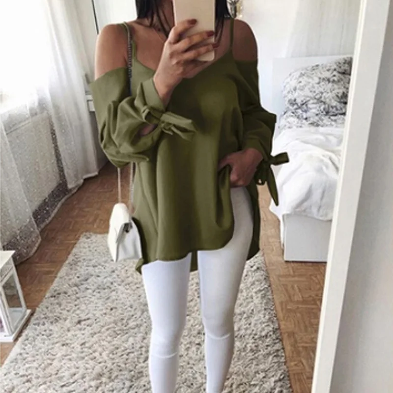 Autumn Women Blouse Off Shoulder Sling Tops Fashion Woman Shirts Bowknot Bandage Lady Chiffon Blouse Female Blusa WS9031V Autumn Women Blouse Off Shoulder Sling Tops Fashion Woman Shirts Bowknot Bandage Lady Chiffon Blouse Female Blusa WS9031V