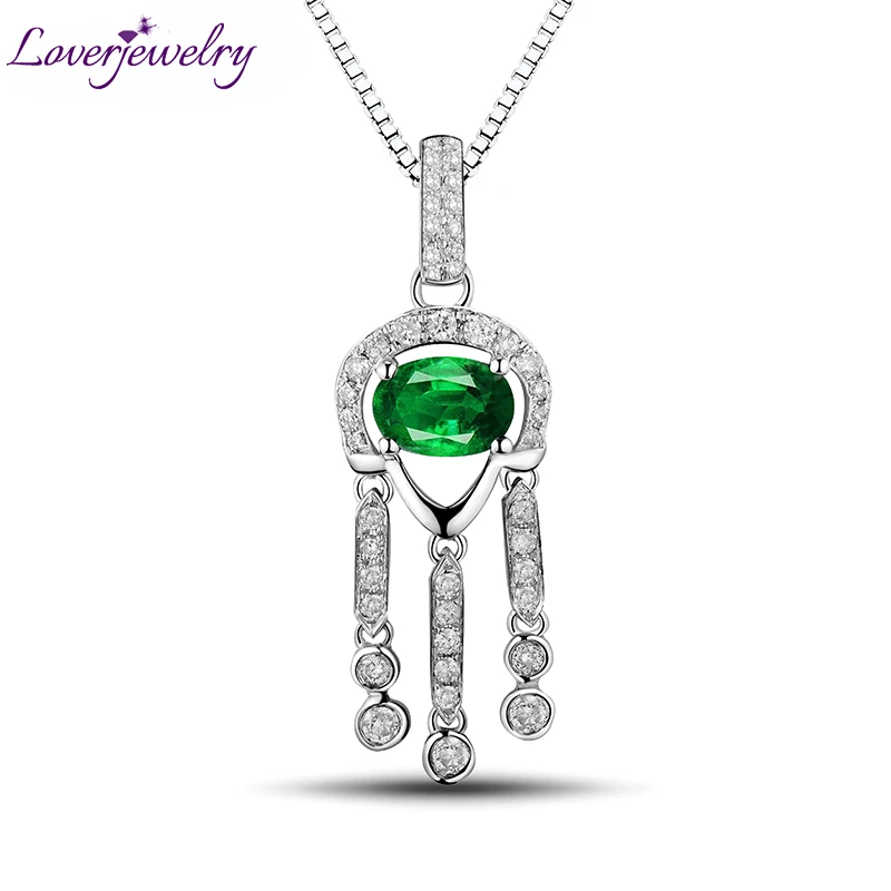 LOVERJEWELRY изумрудные кулоны для женщин Овальный Изумрудный драгоценный камень
