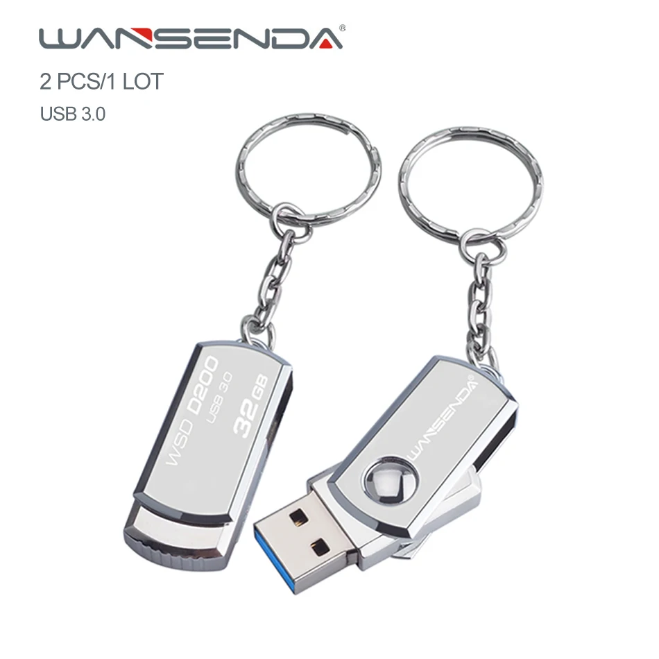 

Wansenda Stainless steel USB Flash Drive USB 3.0 Portable Pen Drive 256GB 128GB 64GB 32GB 16GB 8GB 4GB Memory Stick 2pcs/1Lot