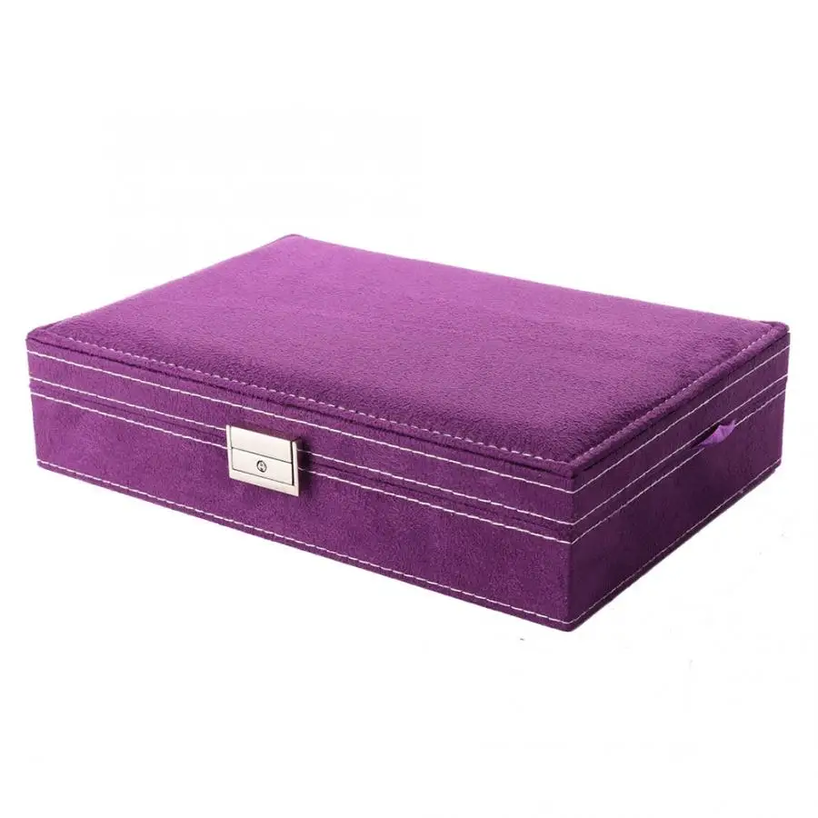 Cuboid Ring Display Box Earrings Necklace Jewelry Organizer Storage Case with Cover High Quality Suede Jewelry Storage Case c