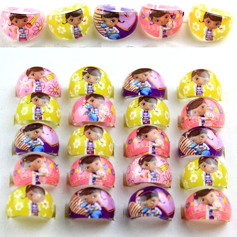 50Pcs Wholesale Mixed Lots Cute Cartoon Children//Kids Resin Lucite Rings Jewelry