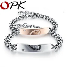 ОПК подарок для любителей романтическая половина сердца звено цепи Браслеты модные Нержавеющая сталь+ Цирконий Для женщин Для мужчин Jewelry gs793