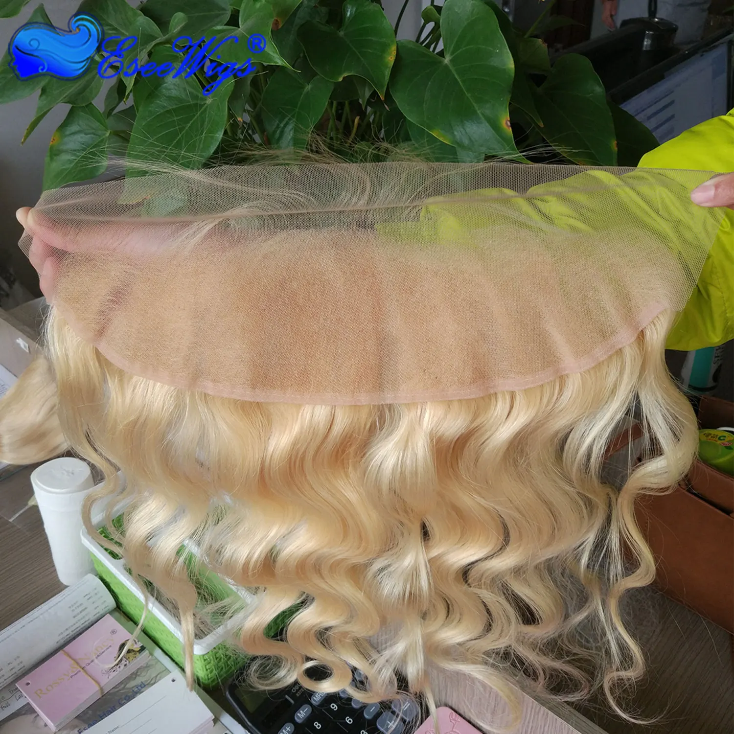 Eseewigs блондинка 613 13X4 кружева фронтальные волнистые перуанские Волосы remy