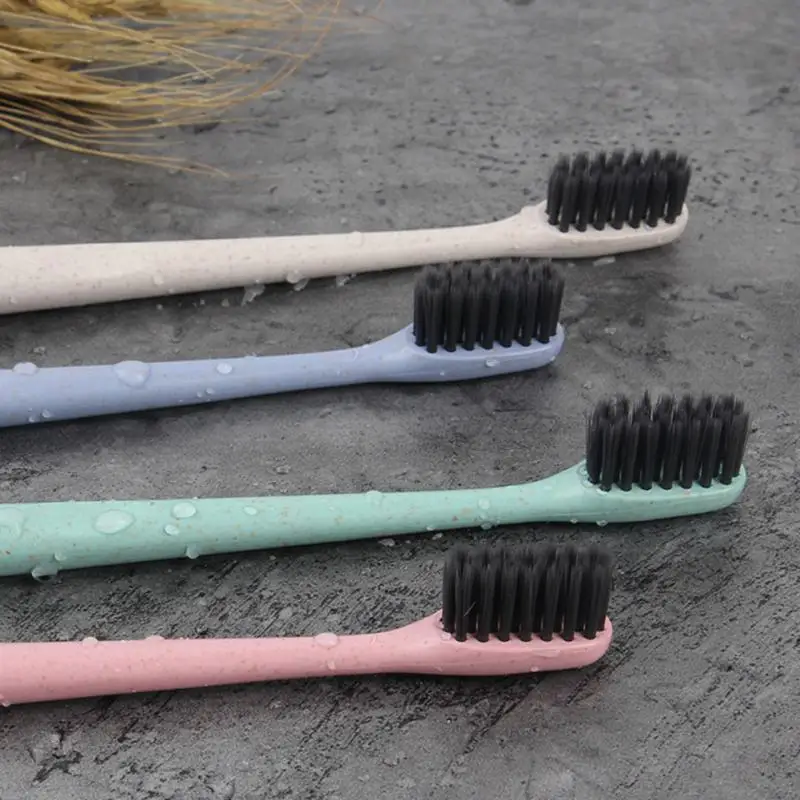 

4pcs/set Wheat straw soft toothbrush bamboo charcoal toothbrush travel portable toothbrush