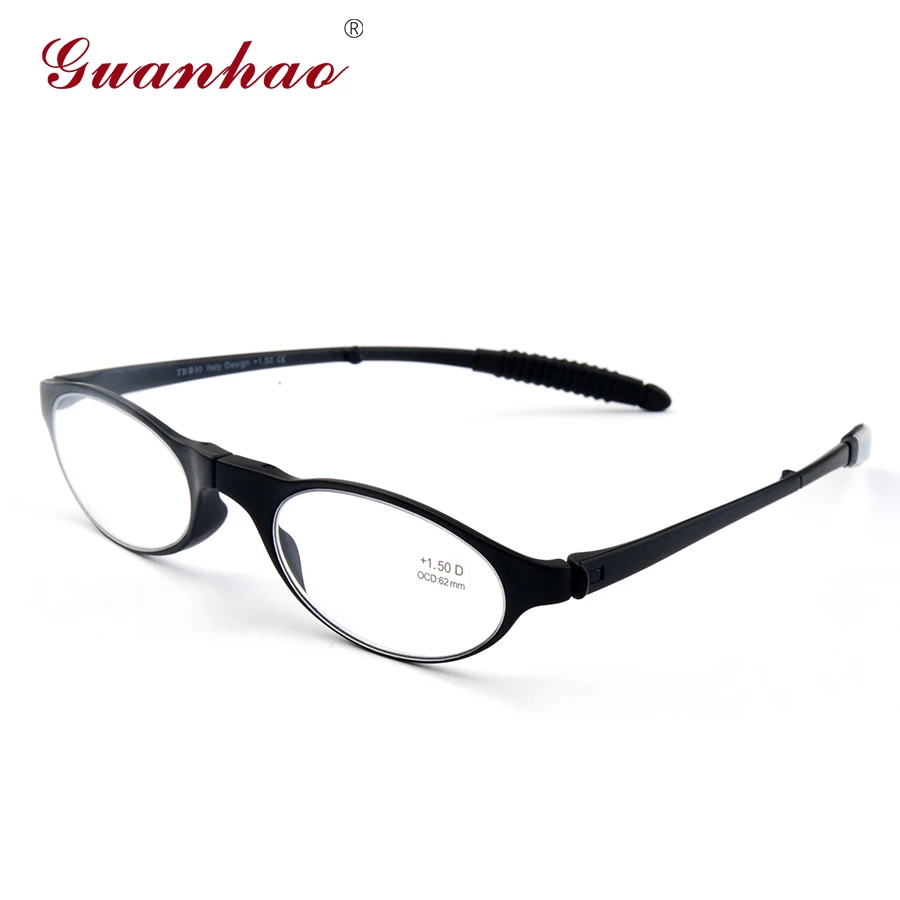 

Guanhao Folding Reading Glasses Italy Designer Unisex Man Women TR90 Frame Resin Lens Hyperopia Diopter Eyewear