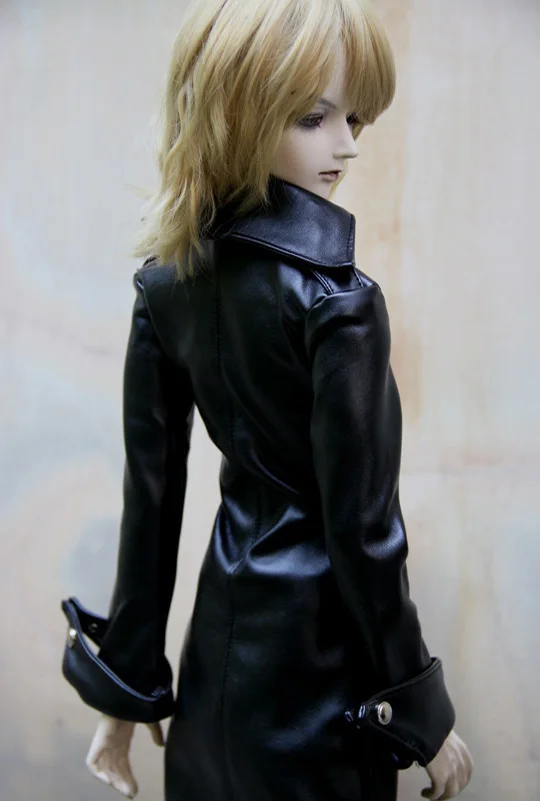 Супер длинное черное кожаное пальто для BJD 1/4 MSD 1/3 SD17 Одежда для кукол CM7