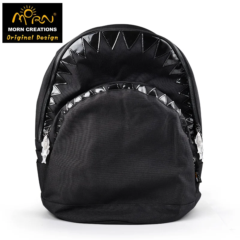 Original Design Morn Creations Cordura with YKK Metal Zipper Shark Backpack All Black Laptop Bag