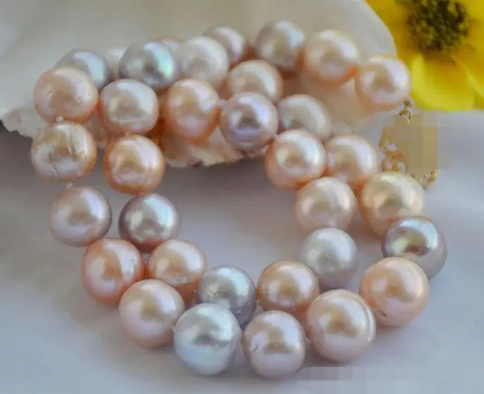 

3473 pink lavender ROUND freshwater PEARL NECKLACE