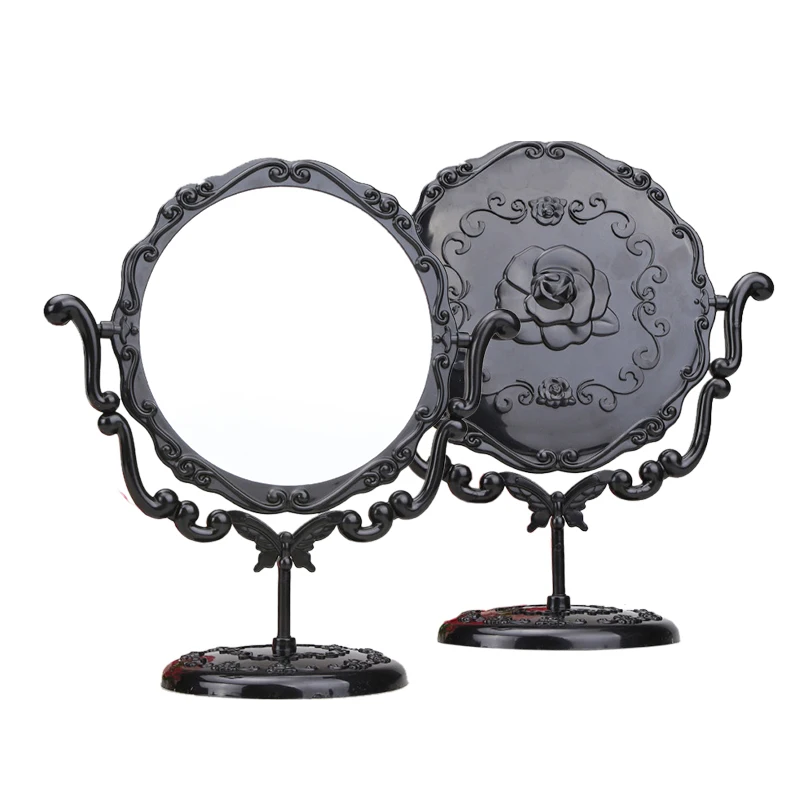 

Black Butterfly Desktop Mirror Rotatable Gothic Small Size Rose Makeup Stand