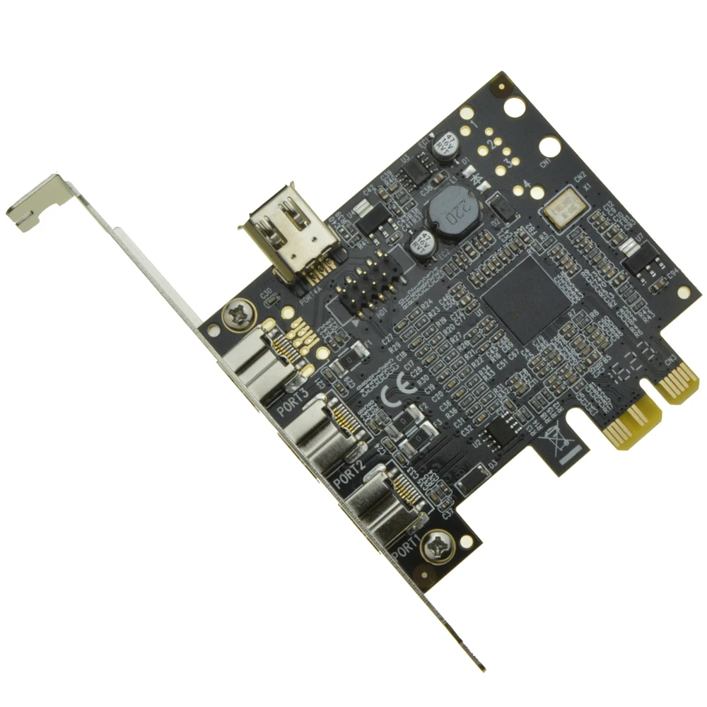  3 puertos 1394B + 1 compartido 6Pin 1394A PCI-e Tarjeta de controlador PCIe a Puerto externo Firewi