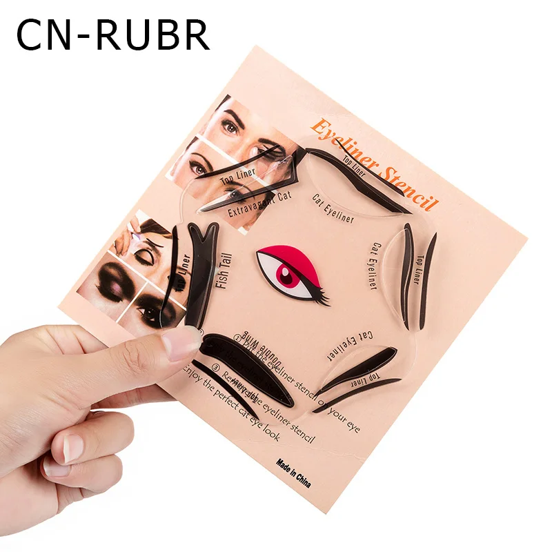 CN RUBR CN RUBR Makeup Cat Fish Tail Double Wing Stencils Eyeliner Stencil Kit Model For