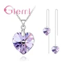 Authentic 925 Sterling Silver Jewelry Sets for Women Girls Gifts Austrian Crystal Heart Pendant Necklace Thread Earrings Chain ► Photo 3/4