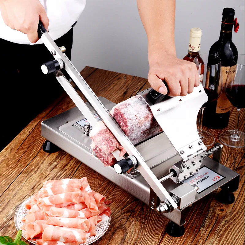 Description Picture 3 of itemCommercial slicer stainless steel cut lamb fat beef bacon ham slice planer for hot pot Manual Frozen meat slicer machine