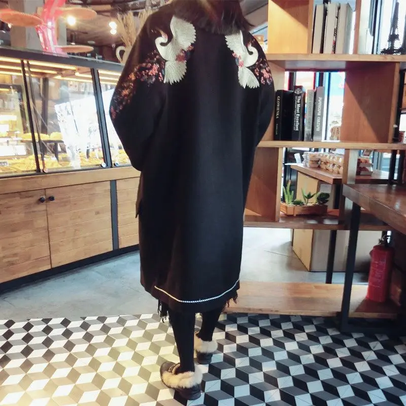 Ladies706 Lâche Femmes Style Long Laine Picture Szie Occasionnel 2018 De Nouveau Grand Mi Mélanges Femelle Mode Automne Color Veste Manteau Hiver Uwqn46gF