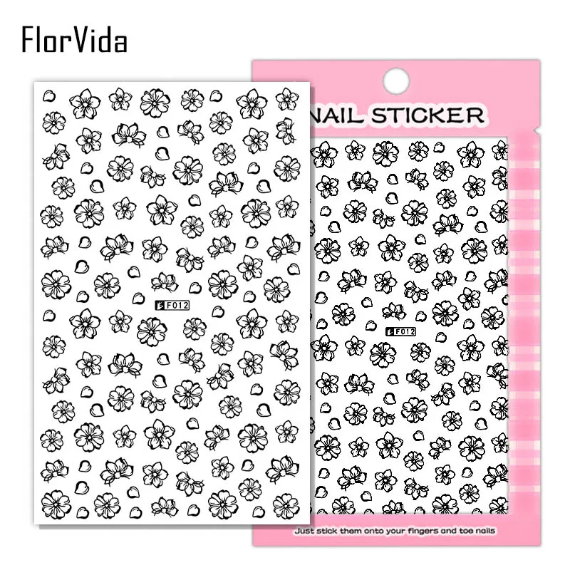 F012 Black F001 Nail Art Stickers For Summer Marine Style Shell Squid Seahorse Starfish Octopus Simulation Sticker For Nail Design - Цвет: F012 Black