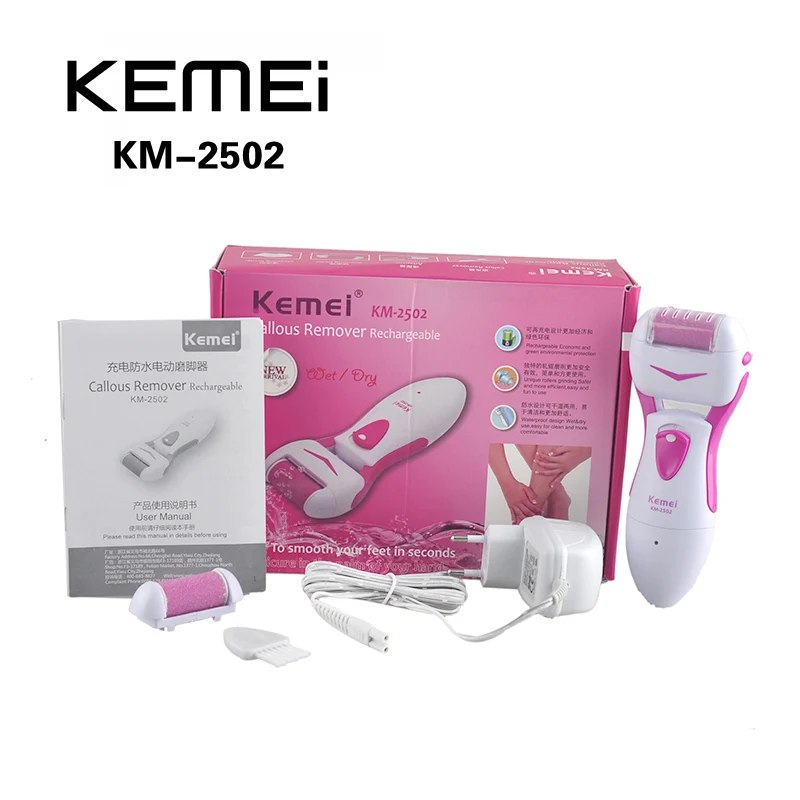 

KEMEI KM-2502 Rechargeable Electric Foot Care Tool Electric Exfoliator Pedicure Machine Callus Feet Dead Skin Remover Peeling