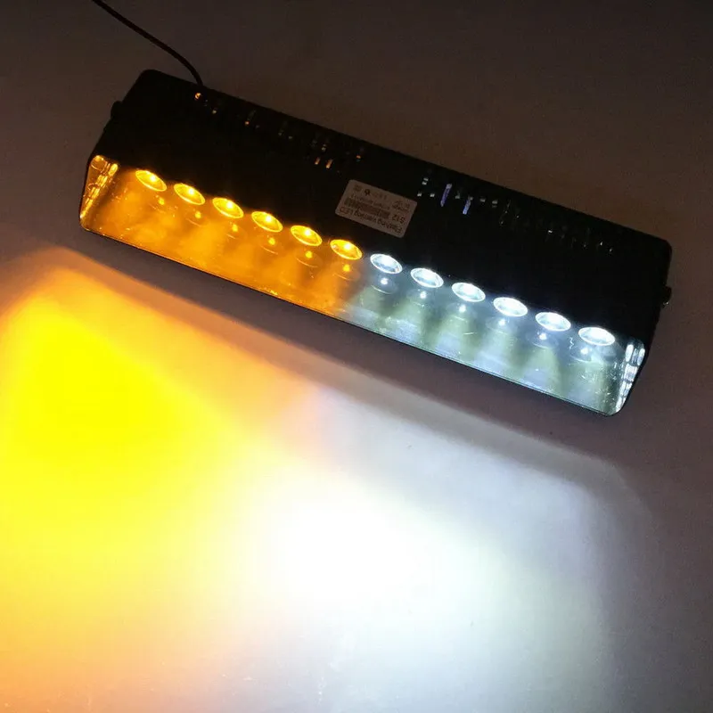 

Super Bright!! Car-Styling 12LED Police Flash Strobe Light Automobiles Amber/White Dash Emergency Warning Lamp 12V+Free Shipping