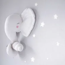 Handmade 3D Animal Head Stuffed Doll Elephant Wall Hanger Artwork for baby bedroom 35cm height