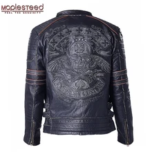 Заводская натуральная коровья кожа череп кожаная мотоциклетная куртка Мужские кожаные куртки Мужская мотоциклетная куртка мужская кожаная куртка ZH083