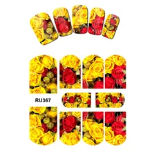 UPRETTEGO искусство ногтей Красота вода наклейка слайдер наклейки для ногтей тропическая Маргаритка роза лоза Хризантема RU367-372