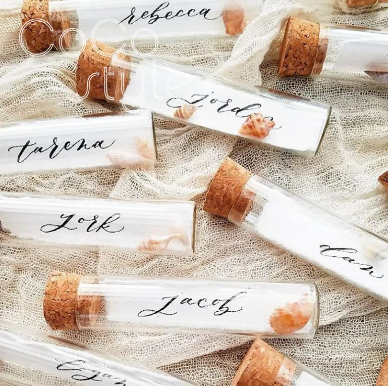  Cocostyles bespoke novel drift bottle name card with hand writing for calligrapher different weddin - 32894503595
