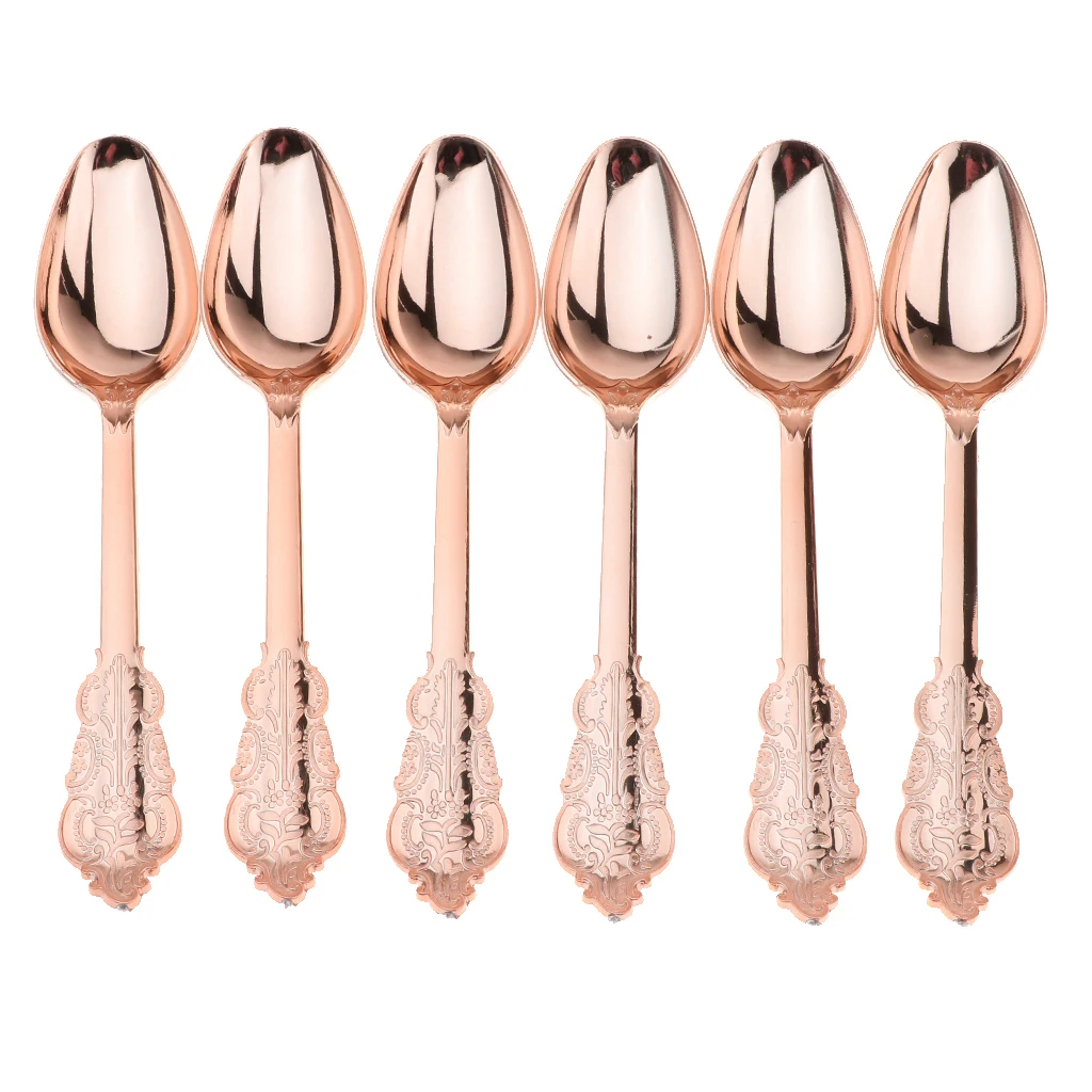 Amagogo 18 Pieces Disposable Plastic Forks Spoons Knifes Party Decorations Rose Gold