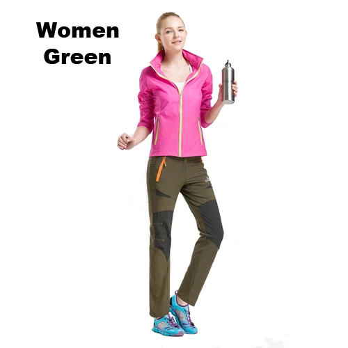 RAY GRACE уличные брюки летние мужские быстросохнущие походные брюки женские водонепроницаемые треккинговые брюки тянущиеся мужские спортивные брюки для рыбалки - Цвет: Women Army Green