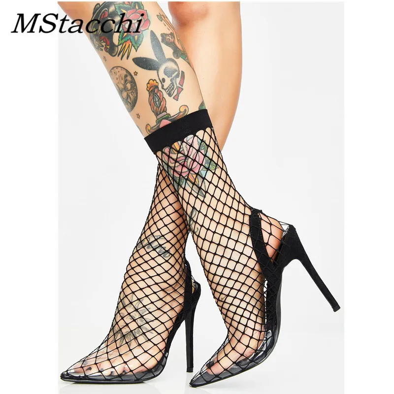 MStacchi/ г. летние женские сандалии с острым носком и сетчатыми отверстиями, пикантная обувь, дышащая, крутая, весенвечерние вечерняя, на высоком каблуке, женская обувь