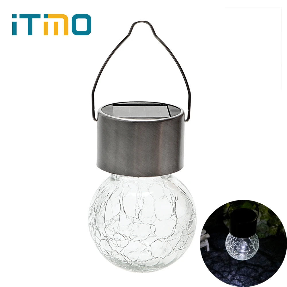

iTimo LED Solar Lamps Cracked Ball Bulb Power-saving Hanging Night Light Outdoor Garden Decor Lamp Light Sensor Outdoor Lighting