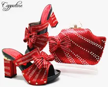 Capputine New Fashion PU Leather Shoes And Bag Set Italian Style Woman Shoes And Matching Bag