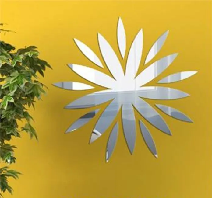 2014 new flower mirror sticker , 3D wall mirror sticker ,Artist mirror