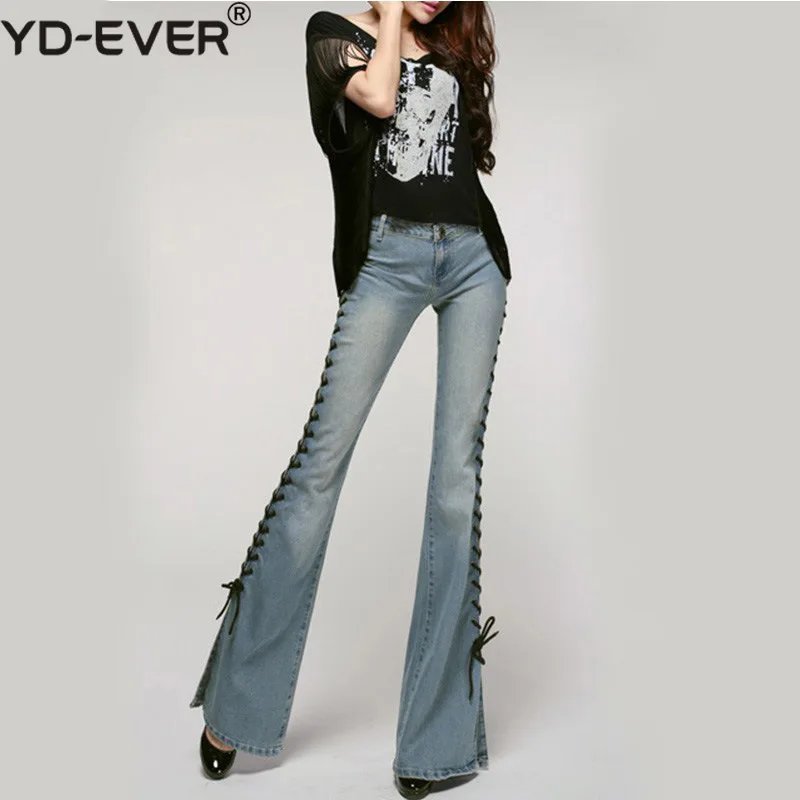 

Patchwork Vintage Wide Leg Womens Flare Jeans Ripped High Waisted Flared Denim Jeans Butt Lift Office Lady Jeans Feminino