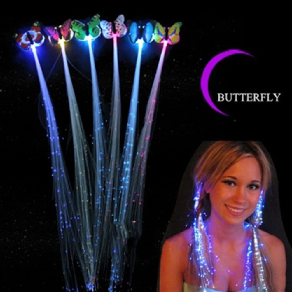 Random Colors Party LED Shining Glow Hair Braids Flash LED Fiber Hairpin Clip Light Up Headband Party Glow Accessories Hot Sale