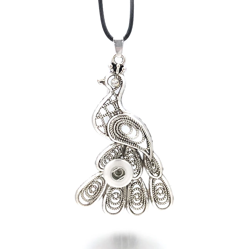 Модные Сменные цветок Павлин имбирь ожерелье 055 Fit 18 мм Кнопка ожерелье с подвеской ювелирные изделия для женщин подарок