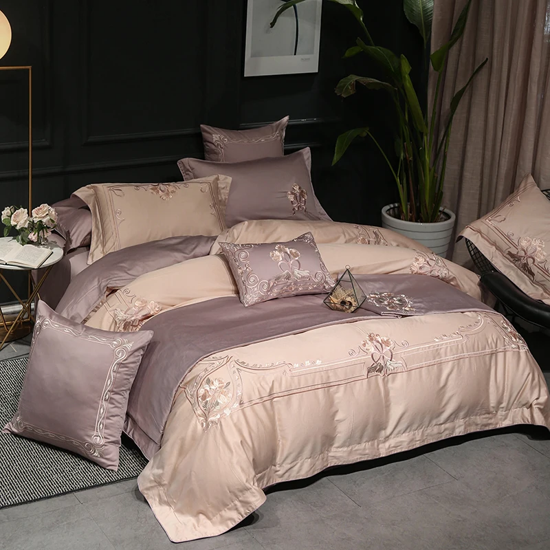Waliicorners 4/7pcs Luxury Egyptian cotton bed linen sheets Royal Embroidery Bedding Set duvet covers India style bedclothes 16 KG0B2646