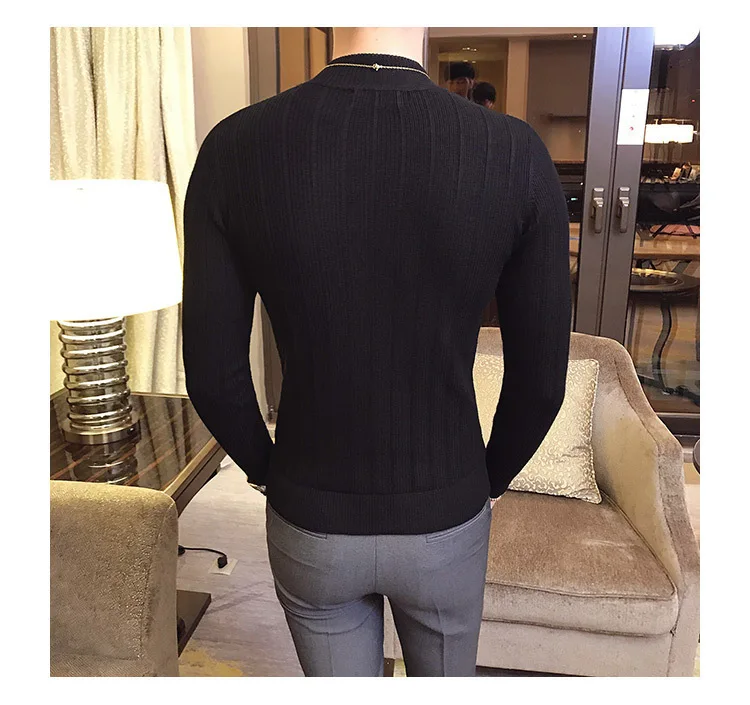 2018 модные мужские свитера мужской Slim Fit жаккардовые Водолазка пуловер Свитера одежда с длинным рукавом вязаный свитер M-3XL