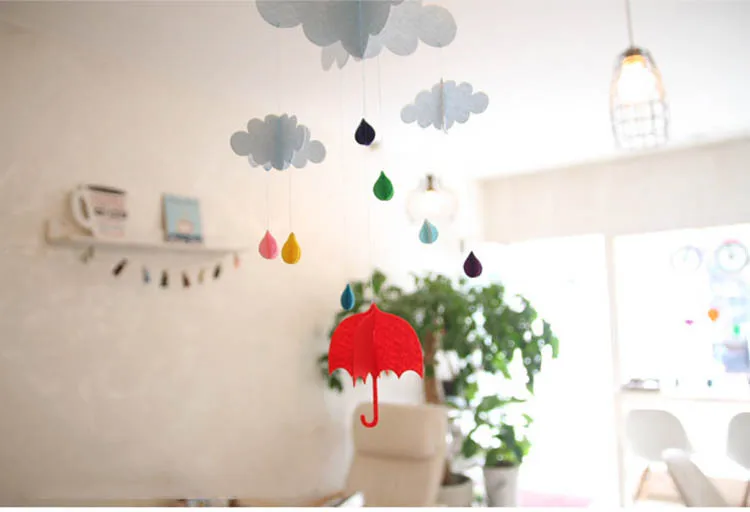 1 шт. 3D облако дождь Unbrella украшения для детской комнаты Deco флаг DIY дома День рождения милые украшения ручной работы