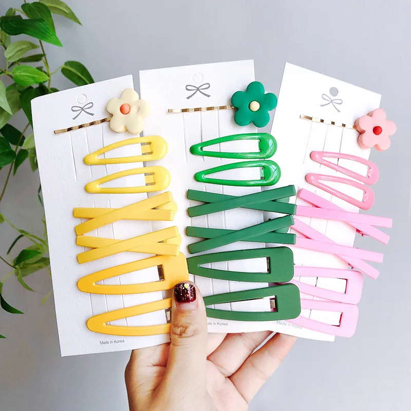 

7pcs/Set Candy Color Hair Clips For Women Girls Cute Flower Hairpins Headband Barrettes Headwear Hair Accessories 2019 NEW