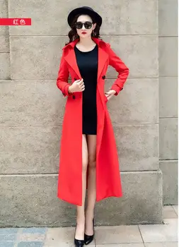 

2019 Autumn New Large Size Women Coat Fashion Europen Classical Female Overcoat Suit Collar Long Trench Coat For Women