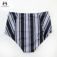 Free Shipping White Black Striped High Waist Women Off Shoulder Bikini