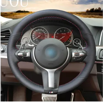 

Puou TommiaGenuine Leather Hand Sew Steering Wheel Cover for BMW F87 M2 F80 M3 F82 M4 M5 F12 F13 M6 X5 M F86 X6 M F33 F30 M Spor